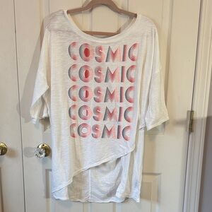 We the Free FP White Cosmic Graphic Women's Flowy Top
